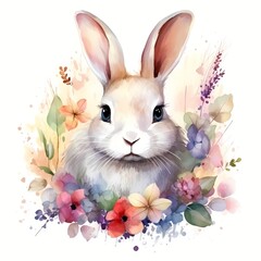 cute rabbit watercolor Illustration 