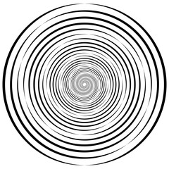 Fototapeta premium Spiral with black speed lines as dynamic abstract vector background or logo or icon. Artistic illustration with perspective on white background. spiral lines