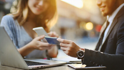 Man using mobile online banking and payments, Digital marketing. Finance and banking network. Online shopping