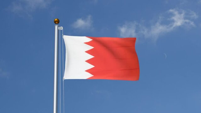 Bahrain flag flying on a flagpole
