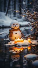 Obraz premium snowman in the forest