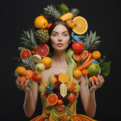 Fototapeta na wymiar girl with fruit