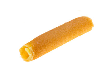 waffle rolls with lemon cream isolated