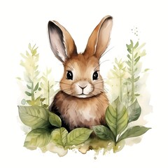 cute rabbit Riding  watercolor Illustration 