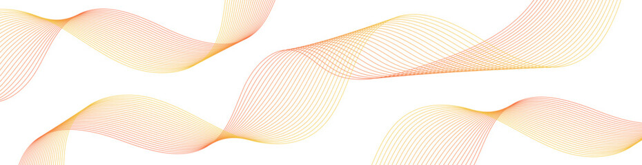 Abstract background with waves for banner. Web banner size. Vector background with lines. Element for design isolated on white. Orange and yellow