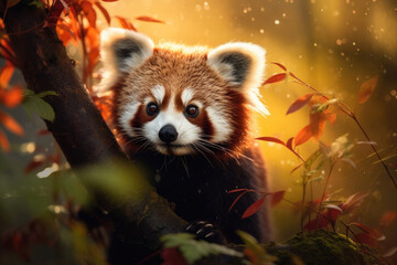 Naklejka premium Red Panda on tree branches