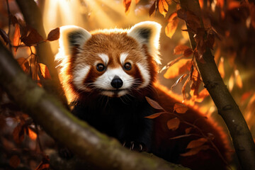Red Panda on tree branches