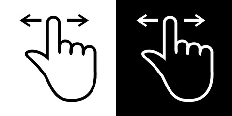 Horizontal gesture icon, scroll, hand gestures Icon. Black icon. Black line logo. Gestures
