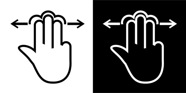 Tap, scroll, hand gestures Icon. Black icon. Black line logo. Gestures