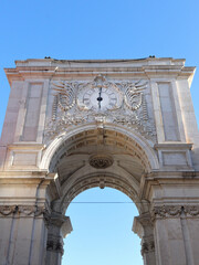 Fototapeta na wymiar The Rua Augusta Arch (Arco da Rua Augusta), built to commemorate the city's reconstruction after the 1755 earthquake
