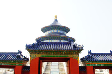 Scenery of the Prayer Hall in Beijing Temple of Heaven Park.