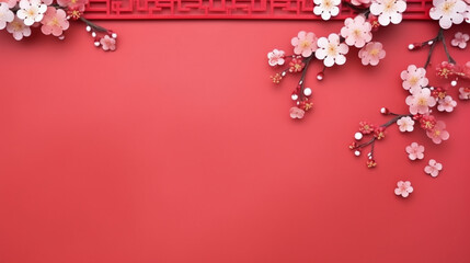 Chinese paper newyear on red paper background, space for text