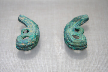 The chariots and horses of the Spring and Autumn Period and the Warring States period Period in the Dazai Confucius Exhibition Hall of Beijing Temple of Confucius.