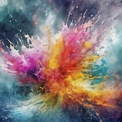 watercolor of abstract water splash background, contemporary art, stylized, intense, detailed, high resolution