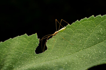 Pentatomidae insects inhabits the leaves of wild plants