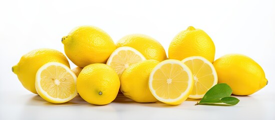 pile of fresh lemon wedges on a white surface