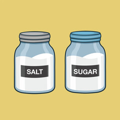 Salt and sugar in the jar. vector illustration design