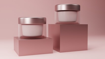 3D rendered Cosmetics Jar mock up
