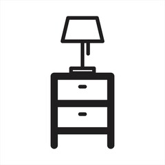 Bedside table icon or logo in modern line style. High quality black outline pictogram for web site design and mobile apps. Vector illustration on a white background.