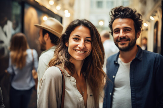 smiling men and women in the creative art gallery