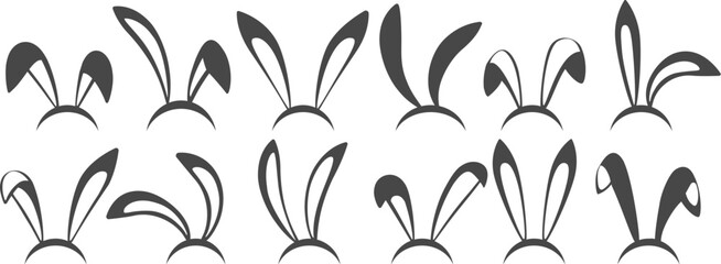 Bunny ears mask icon set - obrazy, fototapety, plakaty