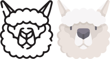 Vector illustration of animal faces. lineal and color with cute style.