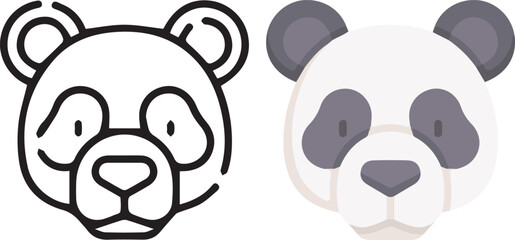 Vector illustration of animal faces. lineal and color with cute style.