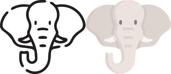 Vector illustration of animal faces. lineal and color with cute style.