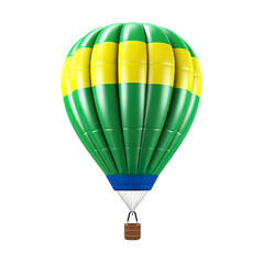 photography of a Brazil flag color style colored 3D hot air balloon, ultra-realistic, photorealistic, isolated on white background PNG