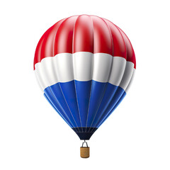 photography of a France flag-style colored 3D hot air balloon, ultra-realistic, photorealistic, isolated on white background PNG