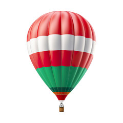 photography of a Italy flag color style colored 3D hot air balloon, ultra-realistic, photorealistic, isolated on white background PNG