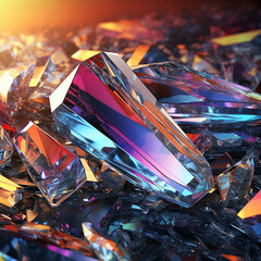 Colourful Geometric Mosaic Design with Diamond Element