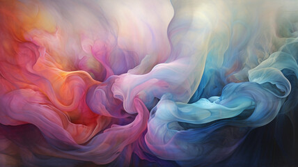 Abstract Ethereal Motion with Multi Colored Patterns and Petal-Like Smoke - obrazy, fototapety, plakaty