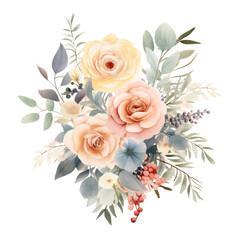 Isolated wedding bouquet in soft hues, a dreamy and romantic floral arrangement