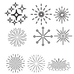 Firework line icon set. Christmas sparkler confetti, firecracker minimal vector illustration. Simple outline sign for New Year celebration party. Editable Stroke eps 10