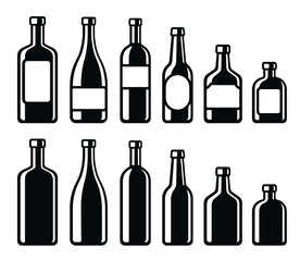 Alcohol drink bottles icon set