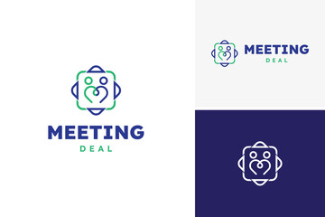 Vector meeting deal logo design, business logo design template