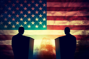 USA political concepts, vote US elections, republicans democrats polarization. - obrazy, fototapety, plakaty