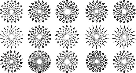  swedias alfabet small lerrer, ADCD FROM Abstract geometric circle patter ns Elements for design. Circle design elements patter illustration vector image design © GD TAWHIDUL
