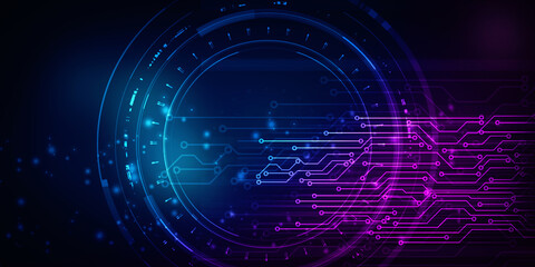 2d illustration Abstract futuristic electronic circuit technology background
