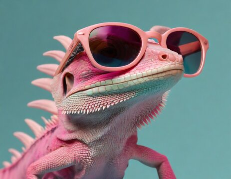 pink lizard wearing pink sunglasses