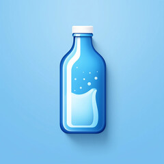 A Powder Blue Beverage Bottle Containing a Carbonated Liquid