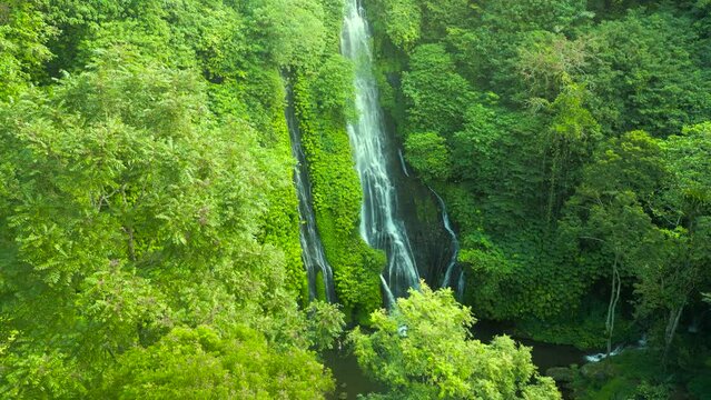 Aerial View of beautiful waterfall, Anton Valley, Panama.