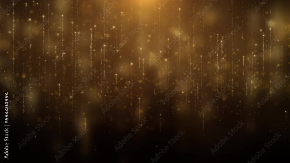 Poster glittering gold particle background greeting merry christmas footage with lens flare shinning light.