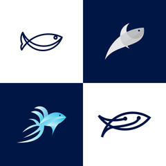collection of vector fish logo design illustrations