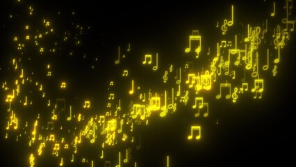 Golden musical notes. Computer generated 3d render