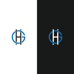 HG H G letter logo design. Initial letter HG linked circle uppercase monogram logo white color. HG logo, H G design. HG, H G