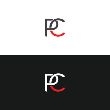 PC P C letter logo design. Initial letter PC linked circle uppercase monogram logo white color. PC logo, P C design. PC, P C