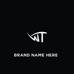 WT W T letter logo design. Initial letter WT linked circle uppercase monogram logo white color. WT logo, W T design. WT, W T