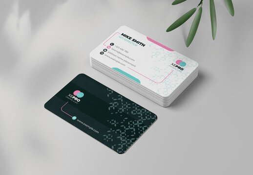 Business Card Template With Multicolored Accents